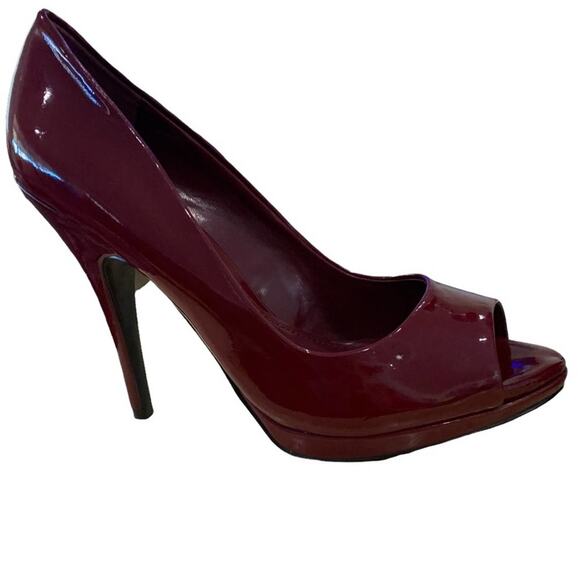 Aldo shoes stiletto 4.5” heels 1/2” platform peep almond toe size 38. Burgundy - Picture 5 of 12